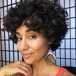 pixie curls wig UK - Curly Fringe Pixie Cut Wig Short wave wate Human Hair Wigs For Women Full Machine Curls Bob Wig With Bangs