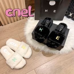 Designer Slippers shoes multi-color logo flatform shearling fur sandals White Black Luxury women outdoor sandal Winter Comfort slipper with box EUR 35-40