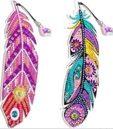 Diamond Painting Bookmarks Party Favors DIY Feather Crystal Leather Book Mark Kit Arts Crafts Gifts for Adults Kids