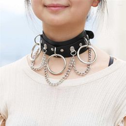 Choker Black Leather Circle Female Collar For Women Goth Punk Chain Harajuku Necklace Sexy Vegan Festival Girls Gothic Jewellery