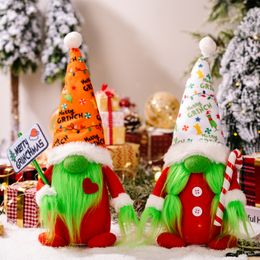 2022 Christmas Decorations English Brand Striped Crutches Grinch with Lights Rudolph Doll Faceless Doll C47