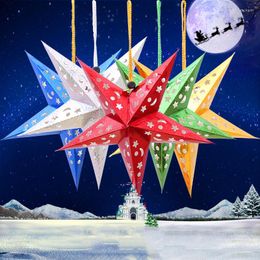 Christmas Decorations 3D Star Pendant Colored Xmas Tree Hanging Ornament Creative Theme Party Decoration For Home Bar El TH