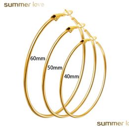 Dangle Chandelier Classic Sier Gold Plating Big Hoop Dangle Earring For Women Simple Style Alloy Round Drop Fashion Jewellery Wholesal Dh301