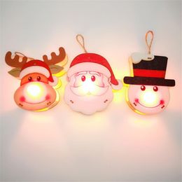 christmas tree hanging pendant light santa snowman deer design luminous wooden hanging ornament christmas tree decorations RRB15700