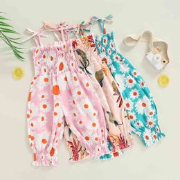 Rompers Kids Girls Jumpsuits 2022 New Fashion Girl Baby Casual Bodysuits Children Floral Costumes Sleeveless Clothing 16Y J220922