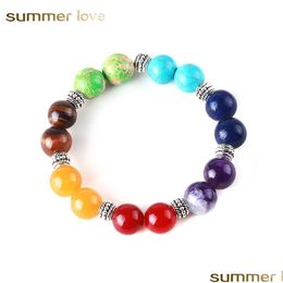 Beaded Strands Handmade 12Mm 7 Chakra Healing Nce Beads Bracelet For Women Men Elastic Yoga Fashion Jewellery Gift Drop Delivery 2021 Dhyh8