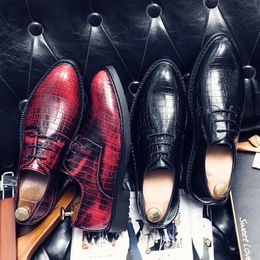 Brogues Dress Shoes Embossing Polishing Plaid Engraving Wingtips Lace-Up Fashion Business Casual Wedding Everyday Men's Large Size38-46