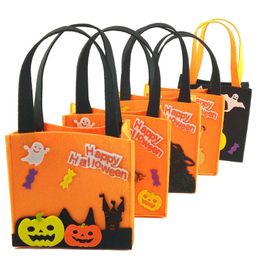 Halloween Felt Pumpkin Bag Kids Happy Storage Trick or Treat Candy Carry Tote Randomly Send RRE14425