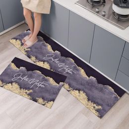 Carpets Simple Nordic Style Anti-Slip Marbling Kitchen Mat Floor Carpet Home Decor Bath House Rug Long Strip Antifouling Doormat Modern