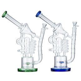 Matrix Hookahs 12.6 Inch Heady Glass Bong Recycler Rig Thick Glass 14mm Female Joint With Bowl Oil Dab Rigs Sidecar Water Pipes