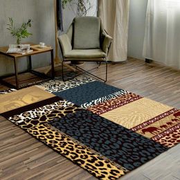 Carpets Tribal Style Rugs Carpet For Living Room Leopard Printed Splicing Effect Bedroom Anti Slip Bedside Floor Mats Home Decor
