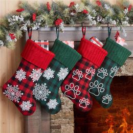 18 inch Christmas Stocking Xmas Rustic Decoration Christmas Socks Candy Bag Xmas Decorative Socks Gift Bag RRB15694