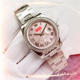 Womens Diamonds Ring 36mm Watch Automatic Movement Classic Waterproof Clock Sapphire Glass Mirror 904L Stainless Steel Strap Roman Word Nail Wristwatches