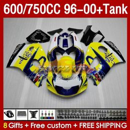 Fairings & Tank For SUZUKI SRAD GSXR 600 750 CC 600CC 750CC 96-00 Body 156No.15 GSXR750 GSXR-600 GSXR600 96 97 98 99 00 GSX-R750 1996 1997 1998 1999 2000 Fairing blue yellow