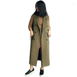 Women's Vests Women's Spring Autumn Sleeveless Blazer Vest Long Waistcoat Female Women Outwear Plus Size Jacket Pocket Coat Black /