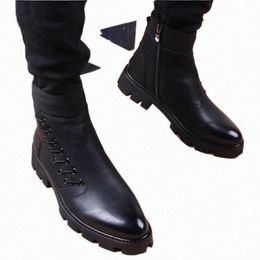 -Italienische Markendesigner Herren Freizeit Cowboy Boots Natural Leder Plattform Schuhe Schwarz Herbst Winter Knöchel Kurzfilm Botas Männlich 211023 Q2ZM#