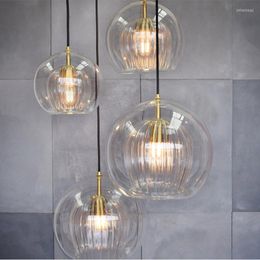 Pendant Lamps Nordic Restaurant Lights Kitchen Bar Office Coffee Shop Creative LED Glass Hanging Lamp Bedroom Bedside Staircase