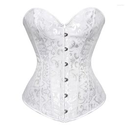 Bustiers & Corsets Caudatus Plus Size And Lingerie Top Basque Sexy Costumes Corset Overbust Pattern Floral Cosplay White