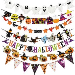 Banner Flags Year Happy Halloween Garland for Home hanging ornament Decorations Kids Child Favors Creative gift 220922