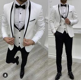 Custom-made Groom Tuxedos One Button Men Suits Shawl Lapel Groomsmen Wedding/Prom/Dinner Man Blazer Jacket Pants Tie Vest M152