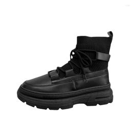 Boots 2022 Autumn Winter Fashion England Style Men's Comfortable Round Toe Middle Heel Lace-up Heightening Shoes Non-slip
