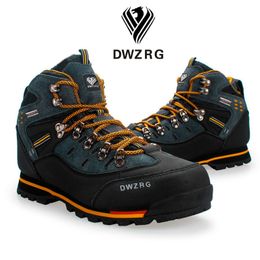 Safety Shoes DWZRG Men Hiking Waterproof Leather Climbing Fishing Outdoor High Top Winter Boots 220922