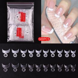 crescent nails UK - 500pcs bags False Nails French Nail Tips Crescent Moon Shape Finger Acrylic 10 Size Mixed Package2377