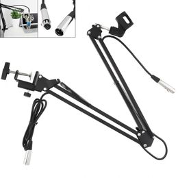 CY-35 Adjustable 31.5" /80cm Studio Recording Microphone Arm Stand with Microphone Clip Table Mounting Clamp 2.5m XRL Audio Cable