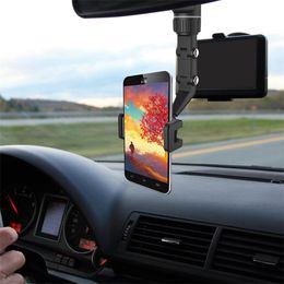 New Car Phone Holder Multifunctional 360 Degree Rotatable Auto Rearview Mirror Seat Hanging Clip Bracket Cell Phone Holder