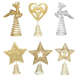 Christmas Decorations Tree Topper Wrought Iron Love Heart Elk Star Ornaments For Home Xmas Top 2022 Year Decor Novelty