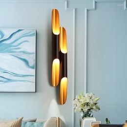 Wall Lamps Modern Design Lamp Delightfull Coltrane Black Gold Inclined Light Up Down Aluminium Pipe Lights