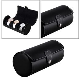 Watch Boxes 3Slot Roll Bag Box For Rings Collector Display Case Travel Black