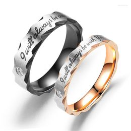 Wedding Rings 2022 Stainless Steel Ring Classic Black Rose Gold Couple Batch Flower Shape Jewely For Anniversary Jewellery Gifts