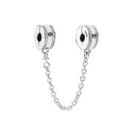 Autentico ciondolo a catena di sicurezza in argento sterling gioielli da donna per ragazze accessori fai da te con scatola originale per braccialetto con catena di serpente Pandora che fa ciondoli