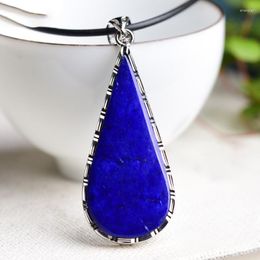 Pendant Necklaces Blue Ore Lapis Lazuli Natural Stone Pendants Water Drop Necklace Wealth Lucky For Women Men Female Fashion Jewellery