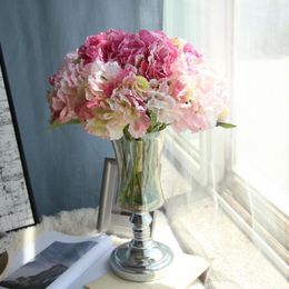 Decorative Flowers Artificial Silk Fake Flower Plants Peony Floral Wedding Bouquet Bridal Hydrangea Decor Blumen