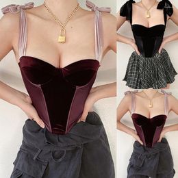 Belts Body Shaper Velour Tank Top Padded Underwire Boning Lining Tie Up Gothic Summer Bustier Women Casual Sexy Party Corset