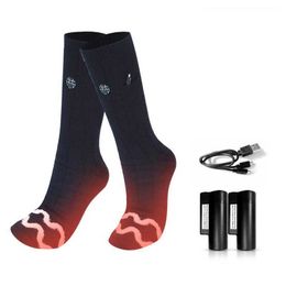 Men's Socks Outdoor Ski Electric Heating Washable Wormwood Wool With 3 Levels Of Temperature Adjustment Y2209