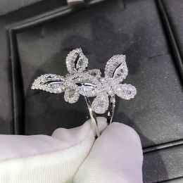 Cute Double Butterfly Ring Women Zircon Butterfly Finger Rings for Gift Party Fashion Jewelry