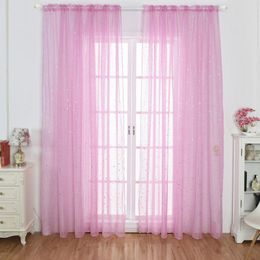 Curtain Top Sheer For Living Room Bedroom Modern Sliver Star Print Polyster Tulle Window Curtains Decoration Home 2022