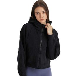 Women's Scuba Hoodies Zipper Jacket Yoga Outfits Loose Warm Fitness Top Hooded Sports Coat Gym Clothes