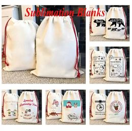 Sublimation Blank Santa Sacks DIY Personalized Drawstring Bag Christmas Gift Bags Pocket Heat Transfer New year 0923