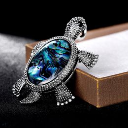 Ancient Silver Tortoise Shell Corsage Brooch Pin Animal Brooches Pins for Women Men Fashion Jewelry Gift