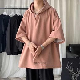 Men's Hoodies Summer Men Short Sleeve Thin Plus Size 8XL Korea Style High Street Cool Fashion Tees Tops