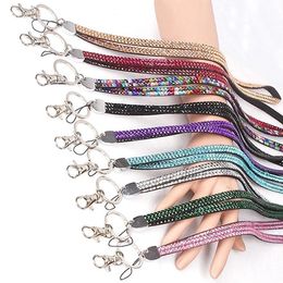 Neck Strap Crystal cell phone Lanyard Diamond Lanyards Candy Colours Rhinestone With Metal Clip Multi Colour CellPhone Id Card