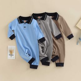 Rompers Baby Boys Autumn Romper Clothes Casual Long Sleeves Lapel Collar Patchwork Jumpsuit Kid Overall Baby Clothes J220922