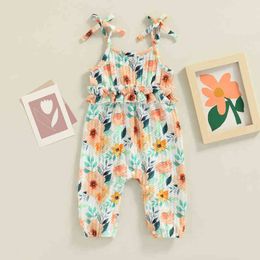 Rompers Girl Summer Jumpsuits 024M Newborn Baby Girl Outfit Clothes Floral Print Sleeveless Band Romper Jumpsuit J220922