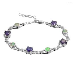 Bangle SHUNXUNZE Charm Christmas Wedding Bracelets For Women Gifts Purple Cubic Zirconia And White Blue Opal Rhodium Plated R4048 R4049