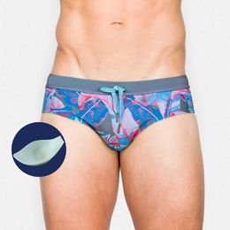 Men's Swimwear European And American Men Swimwear Colorful Plant Print Triangle Swimming Shorts Bikini Hot Spring Swimsuit Beach Surfing J220913