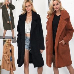 Women's Trench Coats Women's Winter Women Coat Mid-length Lamb Wool Padded Jacket OverCoat Faux Loose Warm Clothes Cardigan For